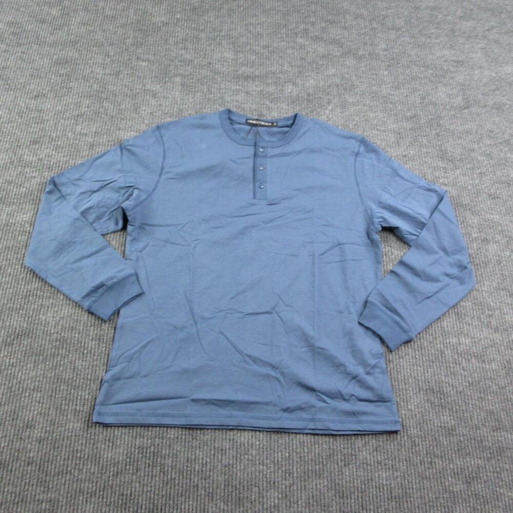 CROSS & CROWN Shirt Mens XL Blue Long Sleeve Henley Button Cotton Jersey NWT